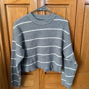 Cropped Gray Striped Women's Sweater